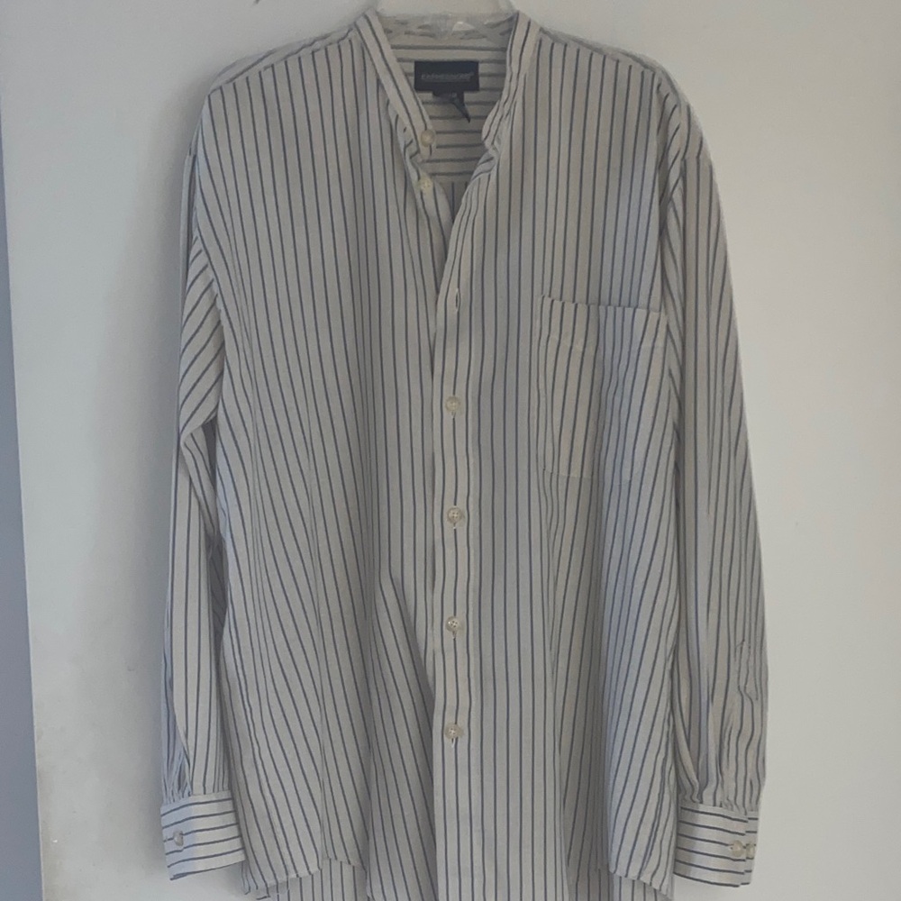 Expressions cream and Blue Striped Blouse